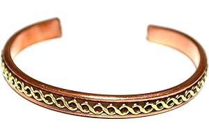 AWAKEN YOUR KUNDALINI Pure Copper Astadhatu Cuff Bracelet - w/ Brass Wire Design - Root Chakra Jewelry
