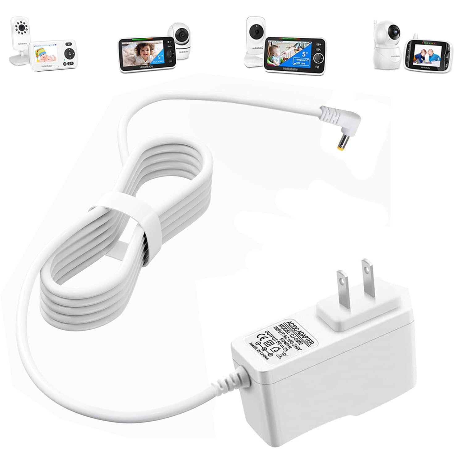 Photo 1 of 20ft/6m Charger Replacement for Hellobaby HB66, HB50, HB6550, HB30 Baby Camera Monitor K05S050100U, 5V Replacement Power Cord,Long Charging Cable Power Cord,DC Round Barrel Plug