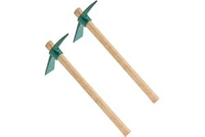 SOUJAP 2 PCS 17.7 Inches Pick Mattock Hoe, Pickaxe with Wooden Handle, Garden Pick Axe for Gardening, Camping
