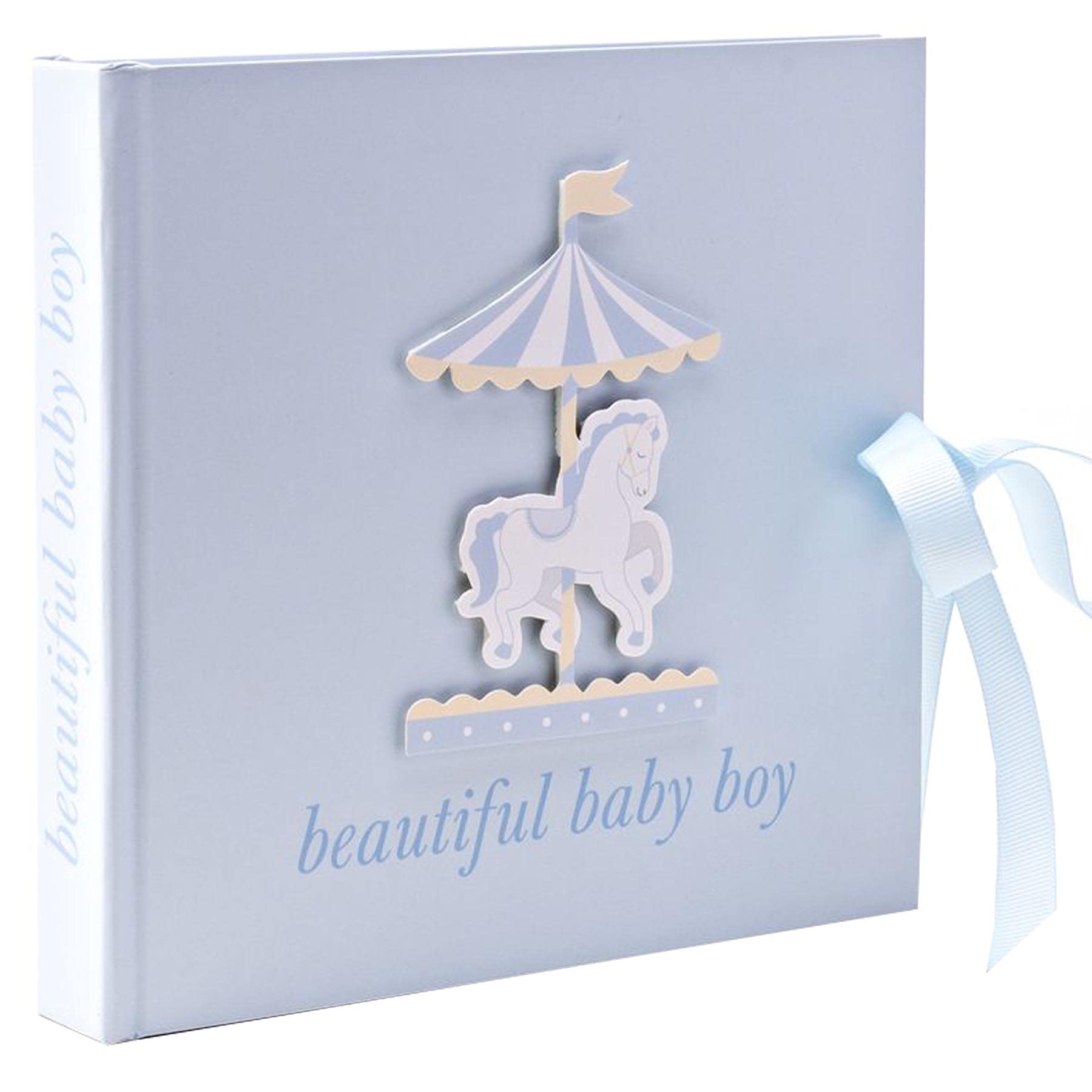 Baby Photo Album - 4'x6' - Carousel Design - Blue Baby Boy