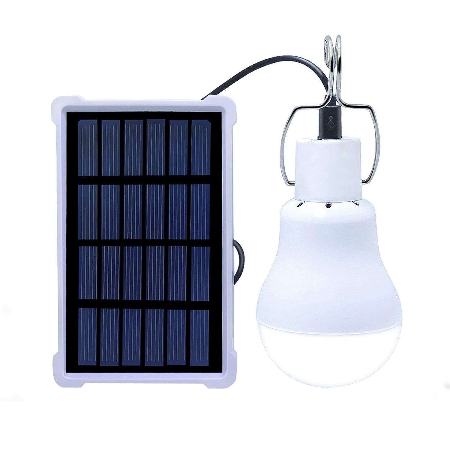 Solar Lights PRODELI Rechargeable Solar LED Light Bulb Portable Lamp S-1500 for Indoor Outdoor Garden Shed Tent Camping Hiking Home Emergency Lighting [Upgraded, 150LM 1600mA]
