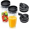 16oz Blender Cup Compatible with Ninja Blender BL660 BL740 BL770 BL780 BL810 QB3000, Single Serve Cup with Sip & Seal Lids fo