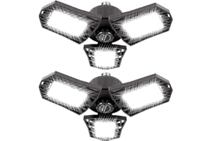ANYPOWK LED Garage Lights - 6000 Lumen 6500K Daylight 60W, Three Leaf Led Garage Ceiling Lights, Pack of 2