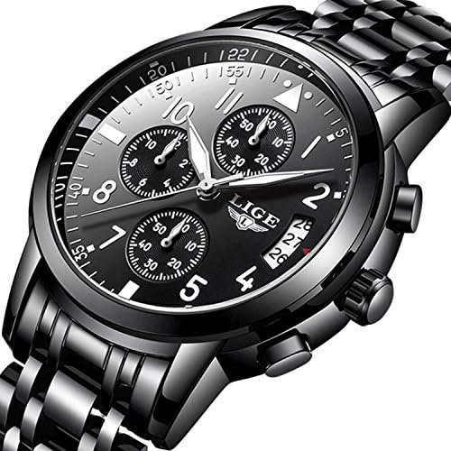 Watches for Men,Mens Stainless Steel Watches Men Chronograph Waterproof Sport Date Quartz Wristwatch Classic Watch