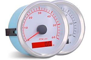 BLUERICE 6000RPM Motorcycle RPM Tachometer Gauge Boat Digital Tachometer 85mm Car Tacho Gauge for Auto Marine Yacht with Backlight 9-32V Waterproof