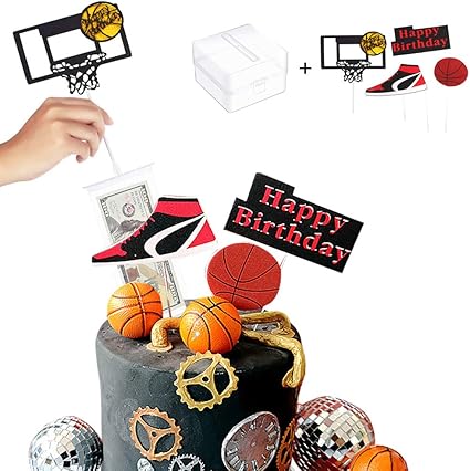 Amazon ケーキマネーボックス バスケットボールシーンテーマ ケーキトッパーセット 誕生日パーティーの装飾用 Aprildecember666 ホーム キッチン 通販