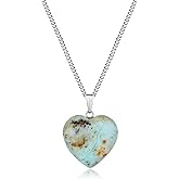 COAI Heart Necklace for Women, Stainless Steel Chain Peruvian Turquoise Necklace for Women