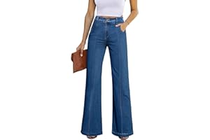Sidefeel Womens Wide Leg Jeans Casual Baggy High Waisted Stretch Denim Pants