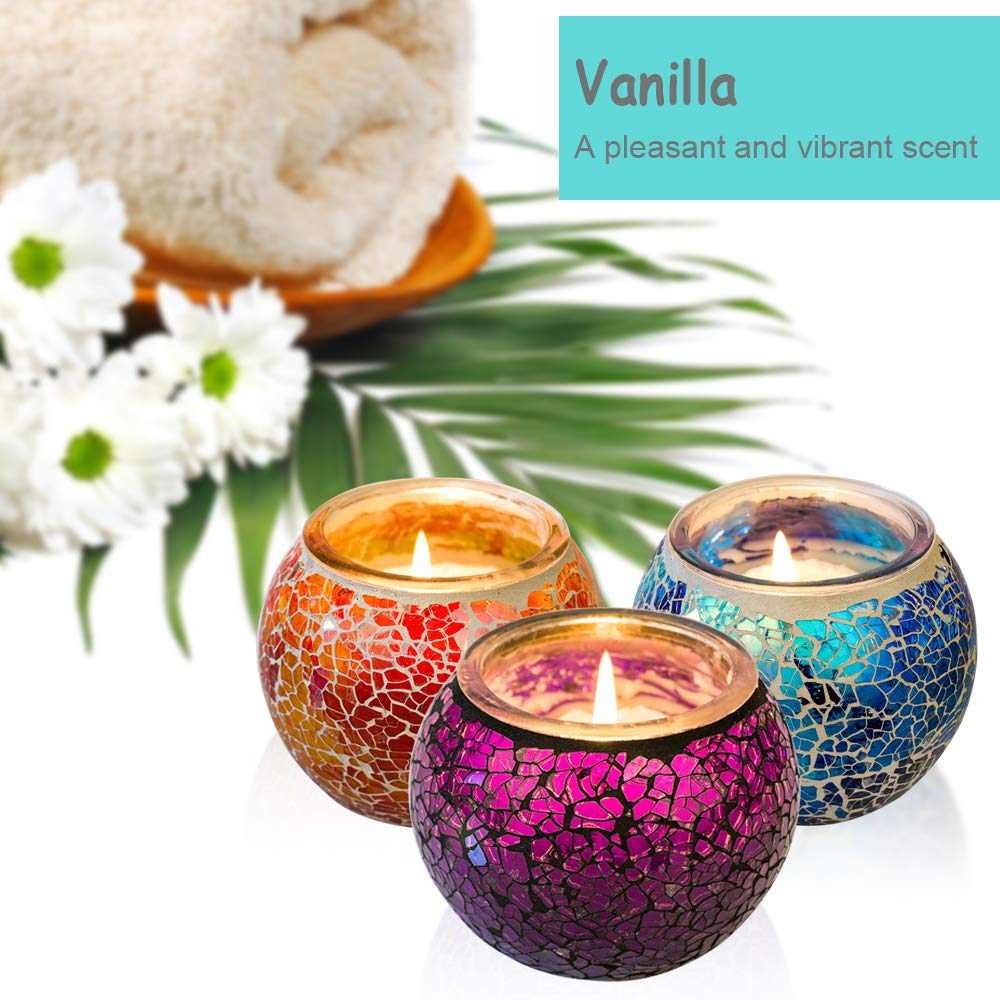 WALTSOM Scented Candles Gift Set, Handmade 3 x 5.0Oz 100% Natural Soy Wax Candles, Vanilla Travel Candle, Use Aromatherapy, Weddings, Candles (3 Pack)