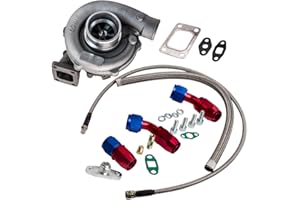 maXpeedingrods New T3/T4 T04E Turbo A/R.63 400+HP External Wastegate Turbo Charger+ Universal Oil Feed & Drain Line kit