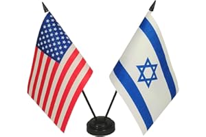 Zigvert American & Israel Desk Flag, 8.2" x 5.5", Polyester, 2-Piece Set for Room Display