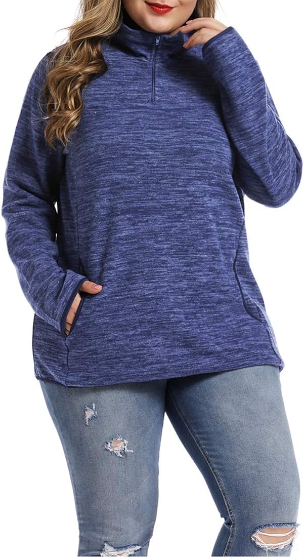 LALAGEN Womens Plus Size Casual Quarter Zip Pullover Sweatshirt Tops with Pocket at Amazon Women 