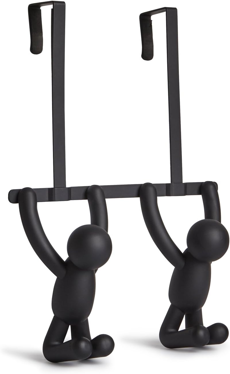 Umbra Buddy Over the Door Double Hook, Storage for Coats Hats, Scarves, Towels and More, Matte Black, 21.59 x 6.35 x 31.75 cm - Image 4