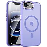 WRJ Case for iPhone 16e with Screen Protector, Magnetic Translucent Phone Case for Women Men [Compatible with Magsafe] Slim Anti-Fingerprints Shockproof Protective Cover-Light Purple