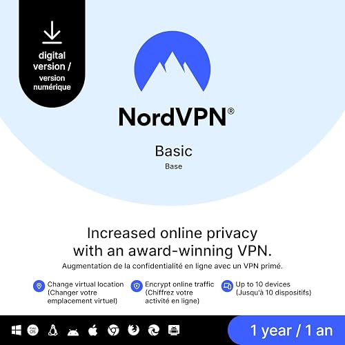 NordVPN Basic, 10 Devices, 1-Year, Premium VPN Software, Digital Code