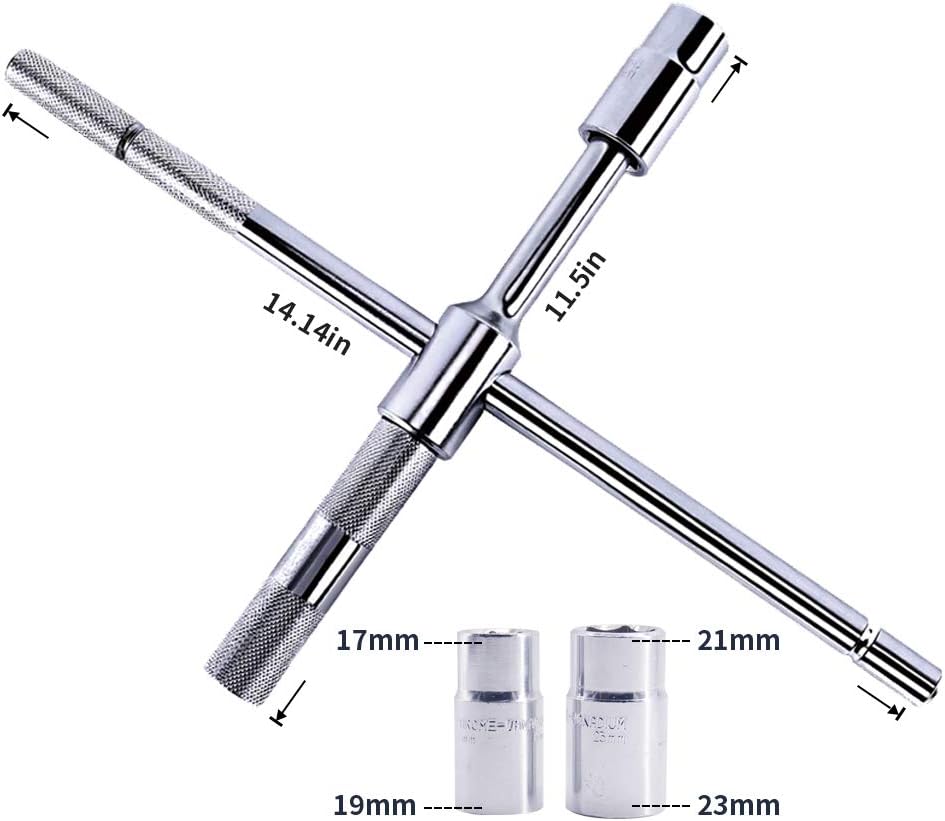 KvSrr Universal Tire iron Nut Lug Wrench 4 Way Detachable and Portable Pockets size 17mm 19mm 21mm 23mm: Home Improvement
