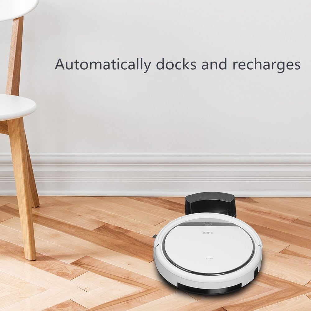 ILIFE V3s Pro Robot Vacuum Cleaner, Tangle-free Suction, Slim, Automatic Self-Charging Robotic Vacuum Cleaner, Daily Schedule Cleaning, Ideal For Pet Hair，Hard Floor and Low Pile Carpet -