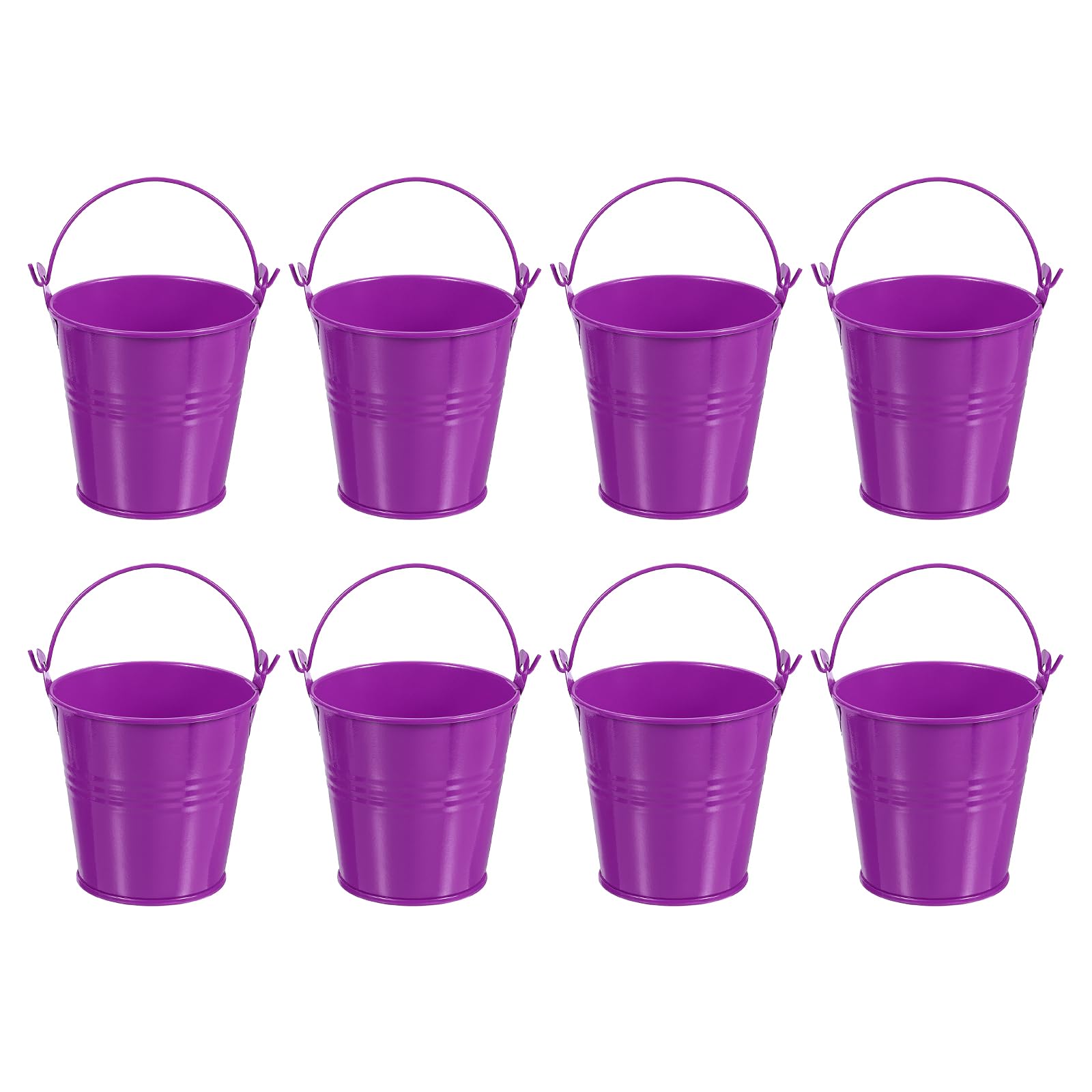 PATIKIL 3"x3" Small Metal Buckets with Handle, 8 Pcs Mini Galvanized Bucket Colorful Easter Buckets for Crafts Party Favors Decoration, Purple
