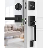 Brightify Black Front Door Lock Set for Modern Home Entryway, Apartment | Zinc Alloy, Front Door Handle and Deadbolt Set, Reversible for Right&amp;Left Door, 35mm-45mm Door Thickness