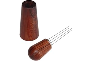 DIBTSA Espresso Coffee Stirrer WDT Distribution Tool, Coffee Powder Stirring, 304 Stainless Steel Needle Type Distributor, Wood Handle and Stand, Barista Hand Distribution Tool (Rosewood color)