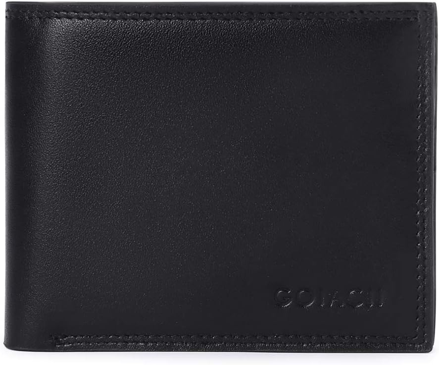 GOIACII Men's Leather Cambridge Passcase Wallet with Removable Card Holder (Black)