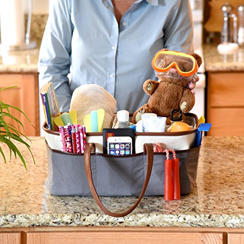 Baby Diaper Caddy Organizer Bag: Cotton Baby Tote for Travel and Nursery Storage - Thumbnail 2