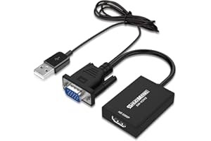 VGA to HDMI Adapter with USB Audio, 1080P@60Hz VGA Source to HDMI Display Converter Male to Female for Old Computer, Laptop t