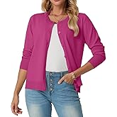 GRECERELLE Women's Lightweight Button Down Long Sleeve Crewneck Cardigan Sweater