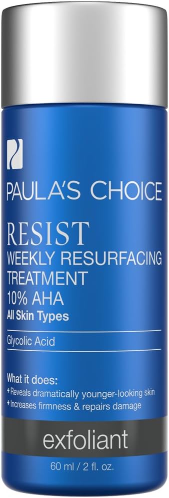 Paula's Choice RESIST Weekly Resurfacing Treatment 10% AHA Exfoliant with Glycolic Acid, 2 oz (1 Bottle) for Dry Skin of the Face and Neck