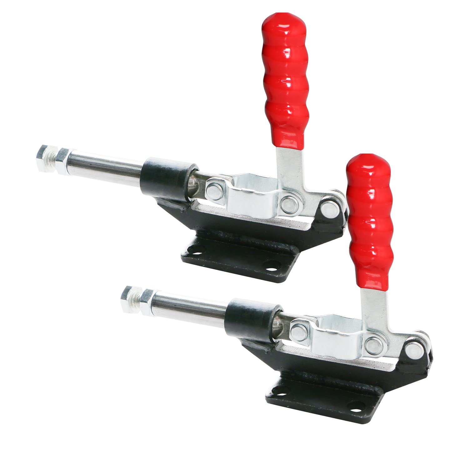 2Set Plunger Stroke Clamp w Flange Base Plate 500lbs Holding Capacity for Suitable for Toolbox, Door, Box, Trunk, Tractor Cover, Smoke Cover, Woodworking Fixture and Quick Release Pull Lock.