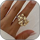 EDWTG Gold Pearl Rings for Women Gold Chunky Statement Ring Open Vintage Baroque Pearl Ring Irregular Pearls Accessories Jewelry