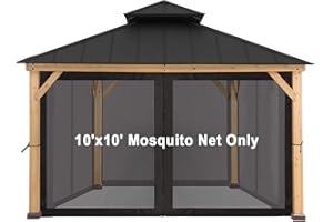 CoastShade Universal Replacement Canopy Mosquito Netting Screen Sidewalls Only for 10' x 10' Gazebo Canopy,Black