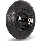GICOOL 14.5" Wheelbarrow Tire, 3.50-8” Pneumatic Tire, Universal Wheelbarrow Wheel for 4.80/4.00-8”, 4.00-6”, and 2.50-8”, with 6" Centered Hub, 5/8" Axle Bore Hole, Sealed Bearings