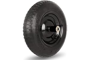 GICOOL 14.5" Wheelbarrow Tire, 3.50-8” Pneumatic Tire, Universal Wheelbarrow Wheel for 4.80/4.00-8”, 4.00-6”, and 2.50-8”, with 6" Centered Hub, 5/8" Axle Bore Hole, Sealed Bearings