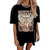 Oversized Nashville Music City T-Shirt Women Oversized Shirts Rock Band Tshirt Vintage Guitar Wings Graphic Tees