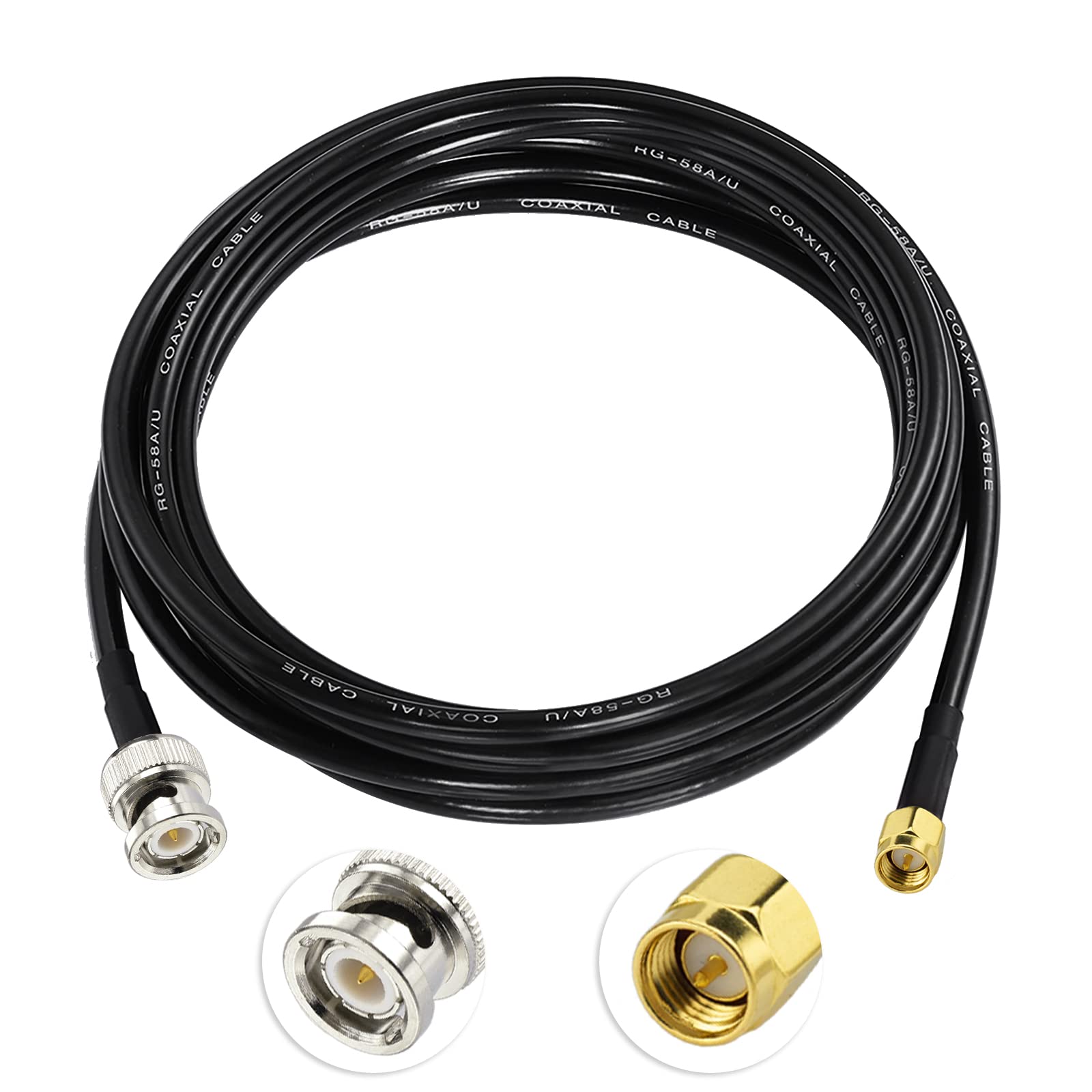Eightwood 4G Antenna SMA Extension Cable SMA Cable SMA Male to BNC Male pigtail cable CB Antenna Extension Cable RG58 （300cm） for SMA 4G Antenna PC LAN TYT Handheld Ham Radio