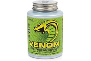 GASOILA Venom Pro-Grade Pipe Thread Sealant, Soft-Set, High Viscosity, Low Odor, for All Piping Types, 8 fl. oz. Bottle with Brush Cap, Ideal for Gas, Water, Oil, Extreme Temps, 10,000 PSI Liquids