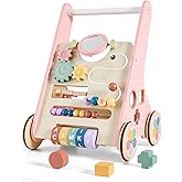 Paisure Baby Push Walker for Baby Boy 10+ Months, Wooden Baby Walker Push Toy, Learning to Walk, Baby Walkers for Girls, Montessori Walker Toy with Wheels