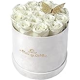 Cyrabota 16 Roses in a Box, Preserved Flowers Gifts for Women, Forever Flowers for Delivery, Flower Birthday Gifts Box for Her, Eternal Flowers Rose Gifts for Mom, White