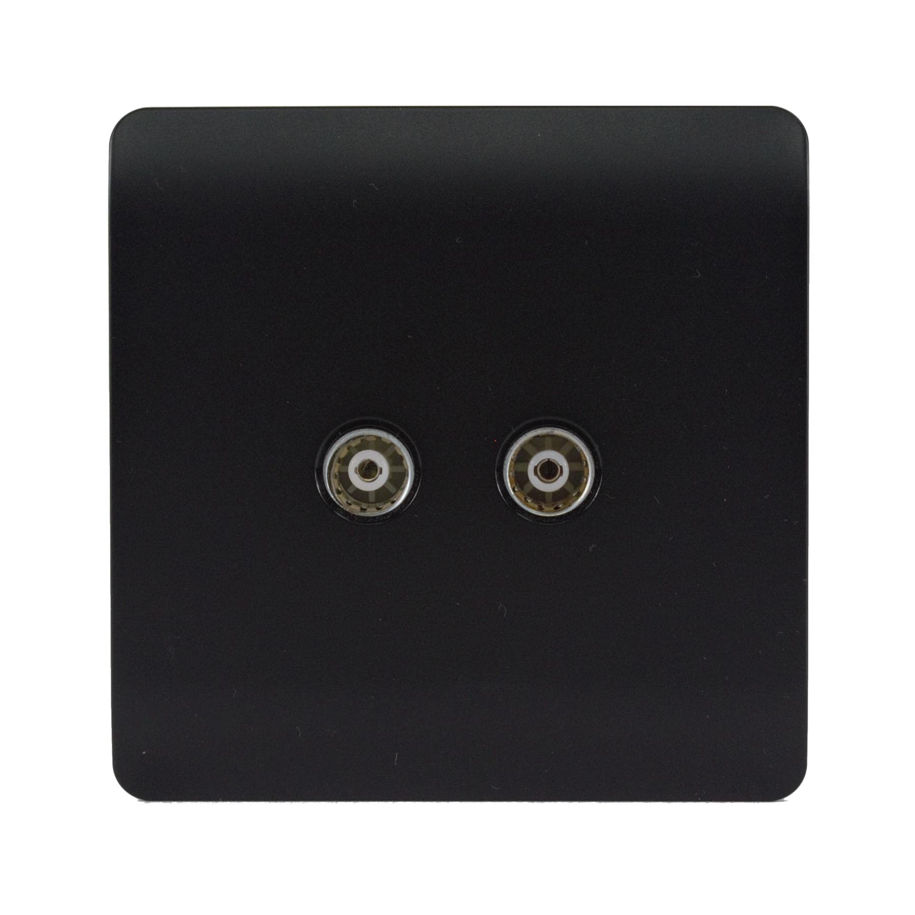 Trendi Artistic Modern 2 Gang TV Socket in Matt Black