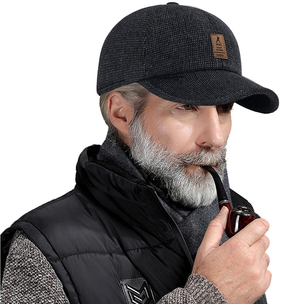 WUZJ Winter for Men Outdoor Hat, Adjustable Warm Sport Golf Baseball Cap Hats Dad Caps Earflaps Thicken 55-60CM (Brown)