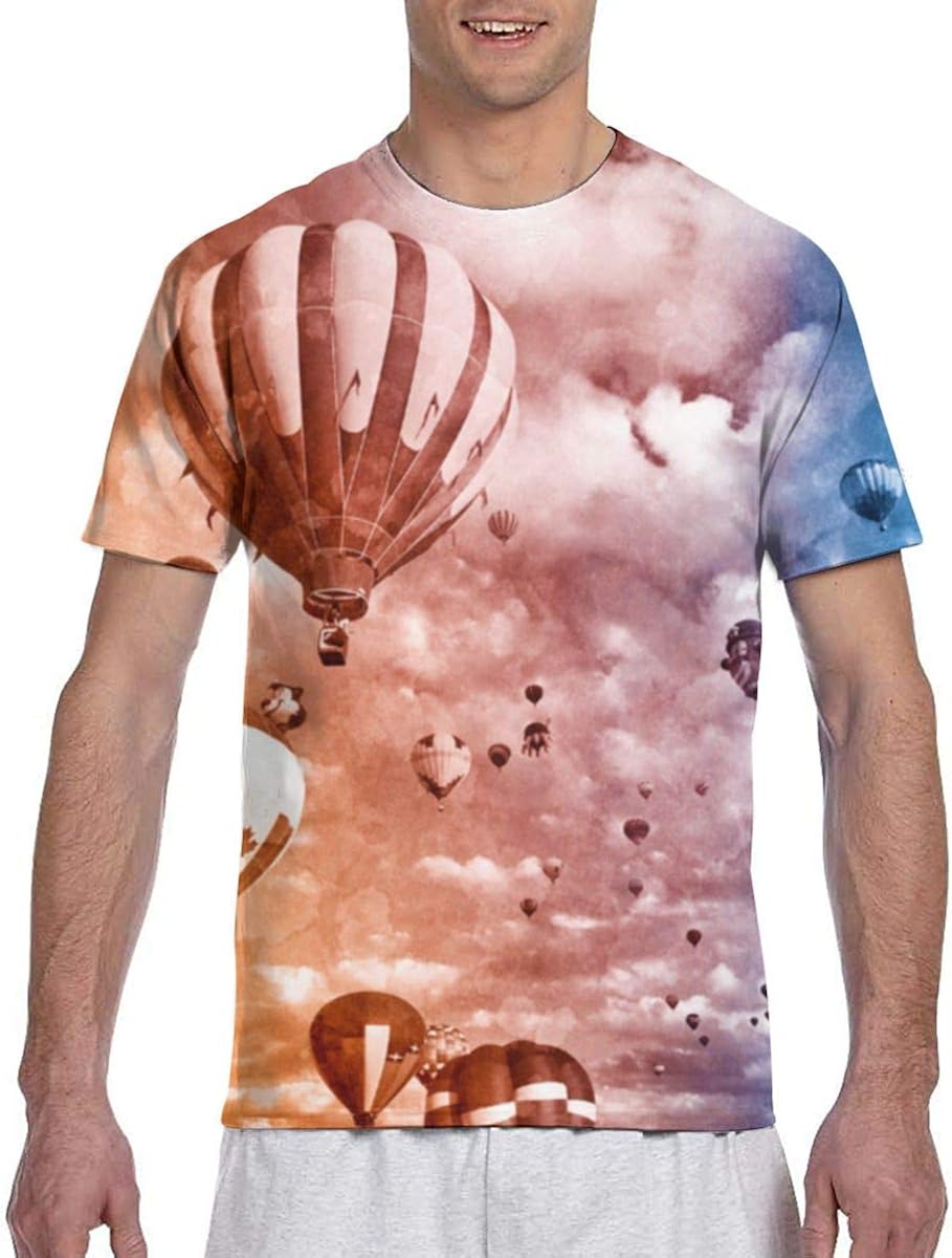 Amazon.com: Air Balloons Men's 3D Printed Classic Crew Neck Short Sleeve T-Shirt Duplex Printing 