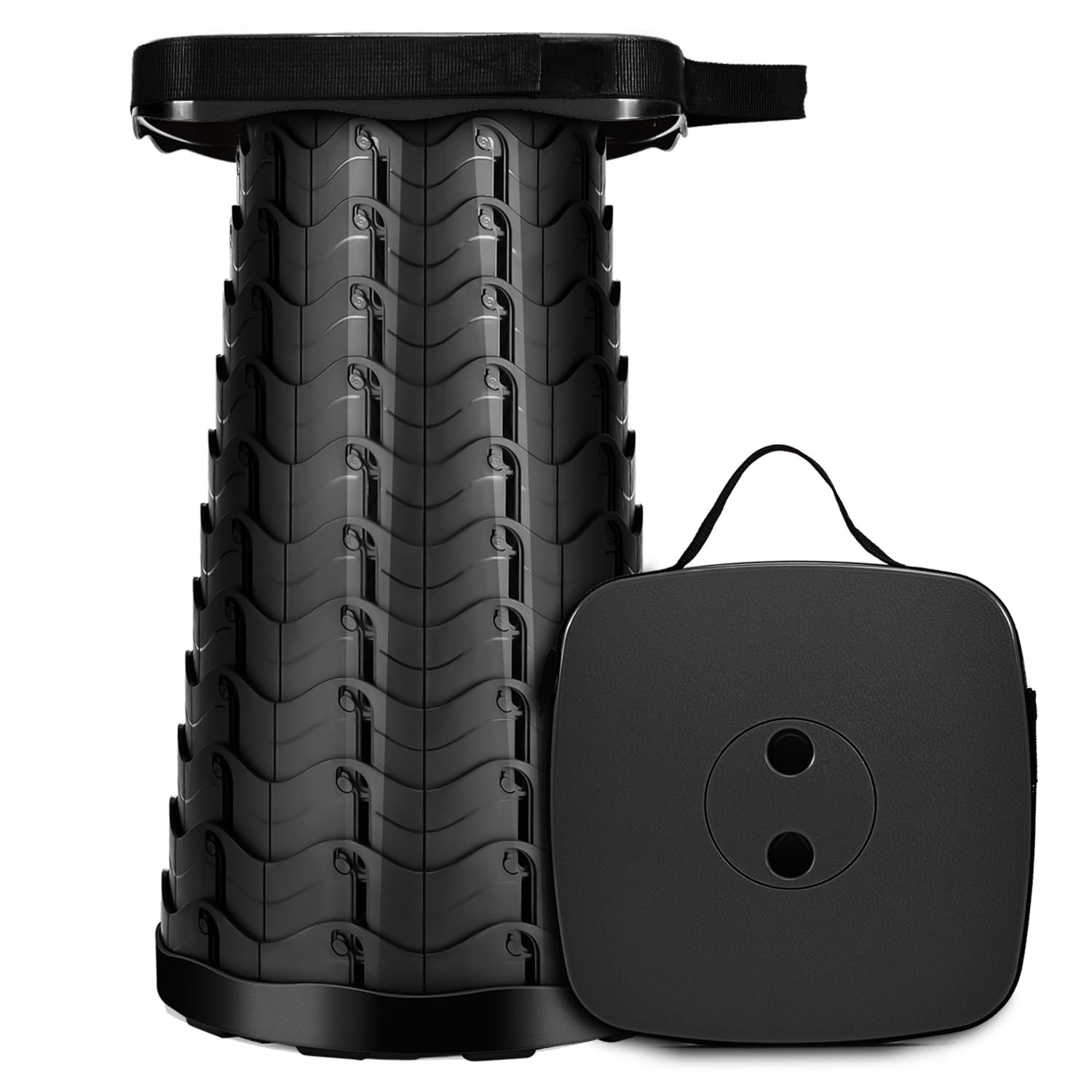 LUXJET Portable Collapsible Stool for Camping Outdoors Folding Stool Load Capacity 484 LB for Fishing Hiking BBQ Indoors Kitchen, Lightweight Retractable Plastic Foldable Camping Stool