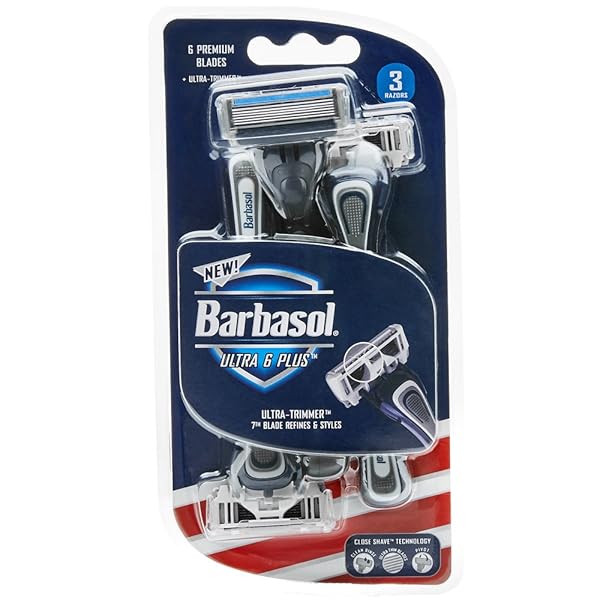 BARBASOL ULTRA 6 PLUS PREMIUM DISPOSABLE RAZOR, 3 COUNT