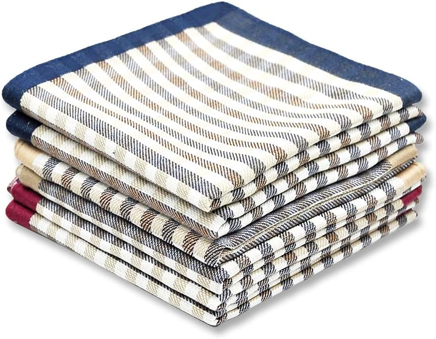 Pure Cotton Men's Soft Handkerchiefs Assorted Color Pack of 6 Gift Set by Zenssia