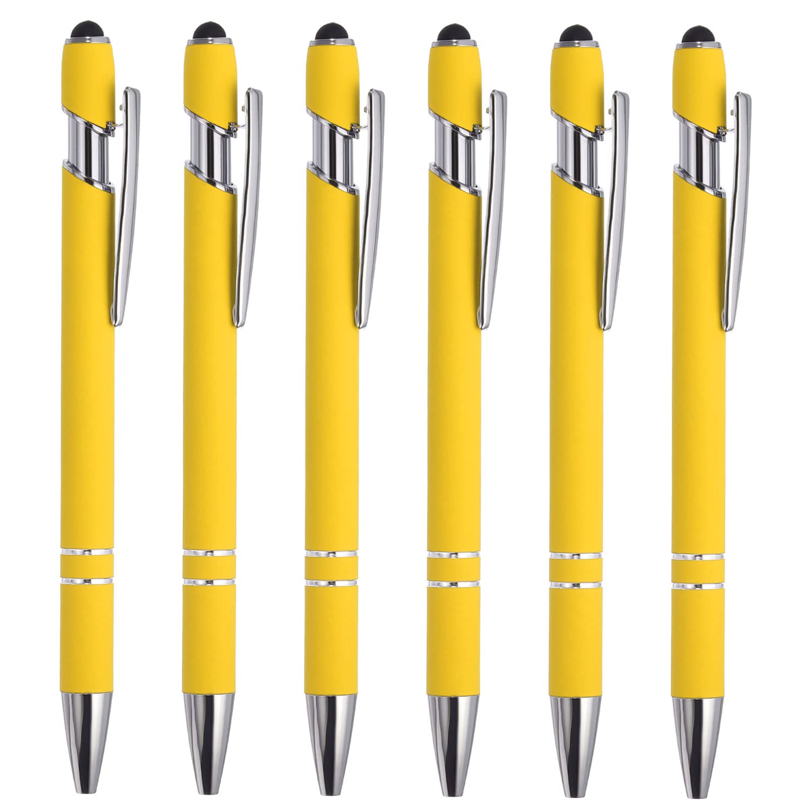 PATIKIL 6 Pack 2 in 1 Metal Pen, Black Ink, 1.0mm Medium Point, Stylus for Touch Screens, Yellow — image 1