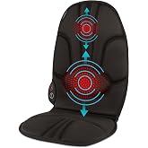 Homedics Portable Heating and Vibrating Back Massage Cushion | Portable Massage Cushion Adjustable Intensity and Integrated Straps Relaxing Massage at Home or On the Go