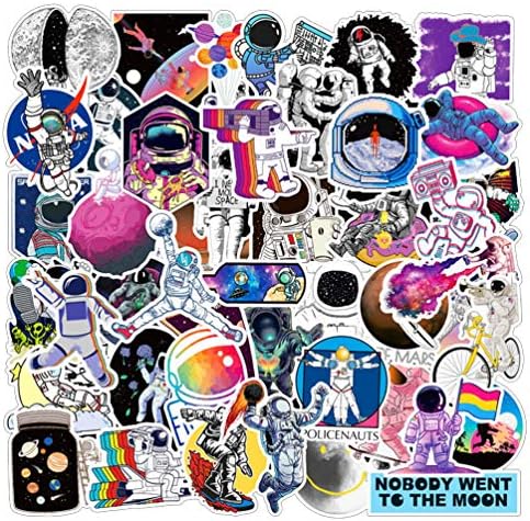 NASA Laptop Sticker for Kids&Teen, 50pcs Pack Space Cool Universe Explorer Vinyl Skateboard Water Bottle Computer Travel Case Guitar Snowboard Luggage Car Bike Phone Graffiti Decal