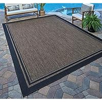 Gertmenian 21490 Coastal Tropical Carpet Outdoor Patio Rug, 5x7 Standard, Black Border Dark