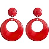 GBAHFY Retro Geometric Acrylic Earrings Lightweight Hollow Circular Stud Earrings for Women Statement Party Jewelry